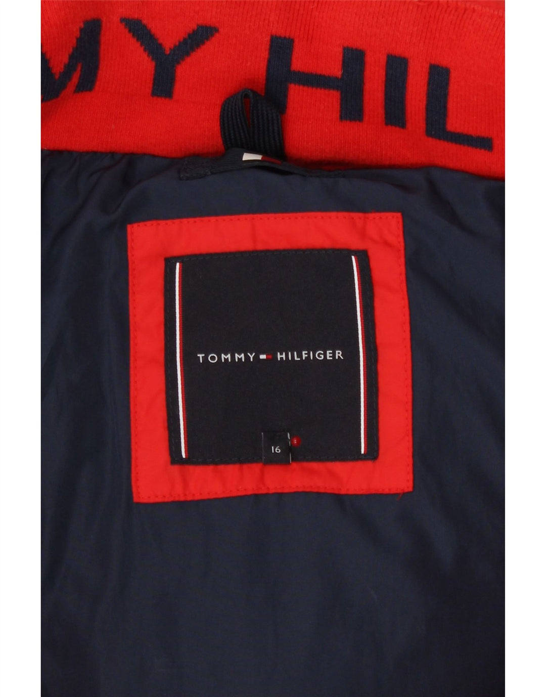 Jachetă căptușită cu glugă Tommy Hilfiger pentru băieți 15-16 ani poliester roșu