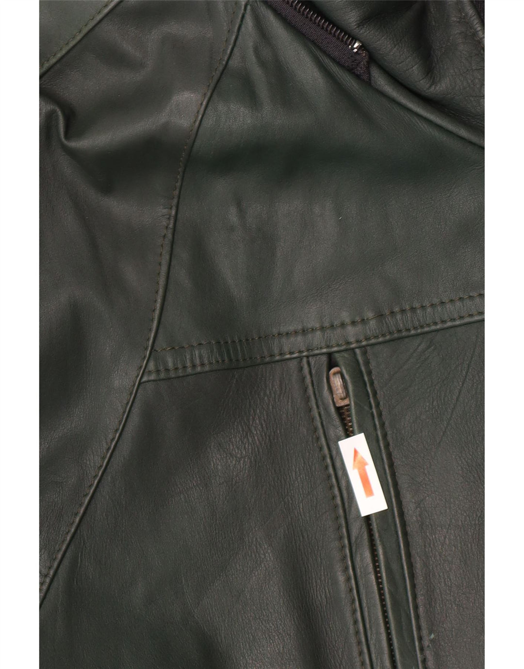 Palton de piele vintage pentru femei, cu ajustare largă, UK 14, verde mediu, retro
