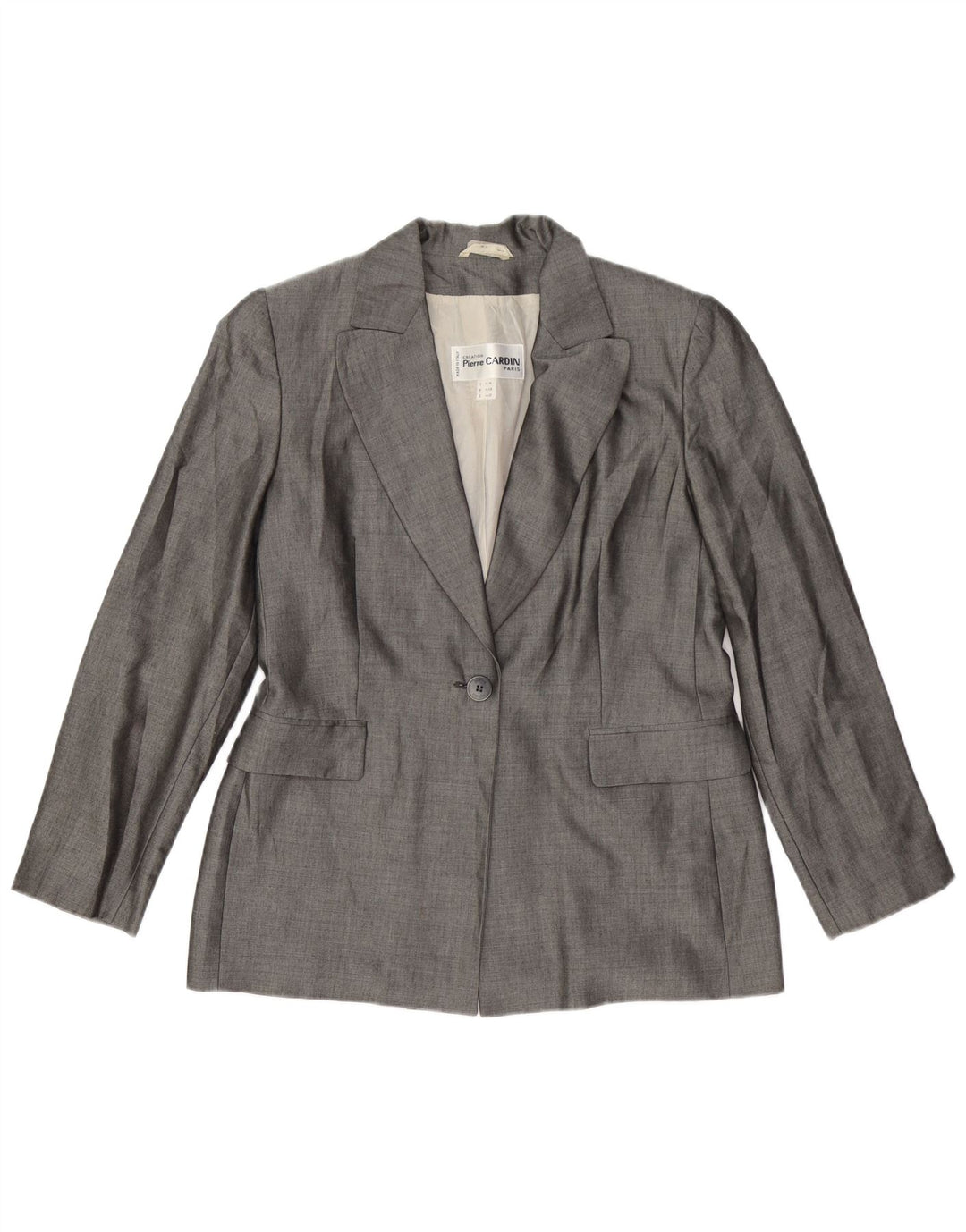 PIERRE CARDIN Jachetă Blazer Femei 1 Buton IT 44 Viscoză Gri Mediu