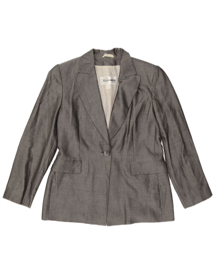 PIERRE CARDIN Jachetă Blazer Femei 1 Buton IT 44 Viscoză Gri Mediu