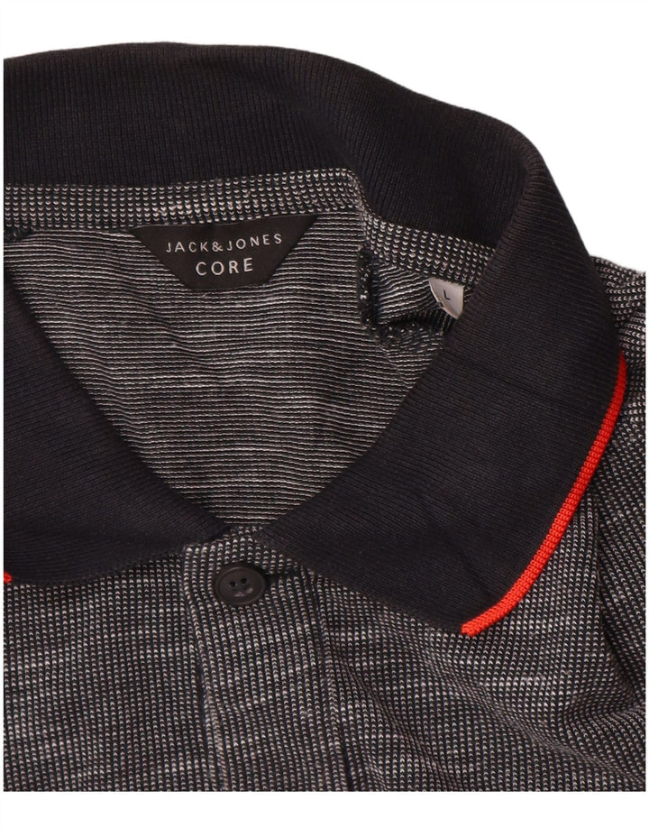 Cămașă polo Jack & Jones pentru bărbați, mare, gri bumbac cu pete