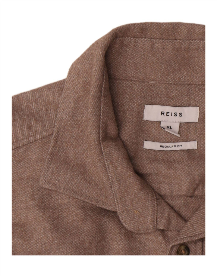 Cămașă de flanel pentru bărbați Reiss, XL, poliester cu pete, bej