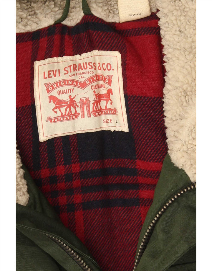 Jachetă căptușită cu glugă Levi's pentru bărbați UK 40, mare, verde, bumbac
