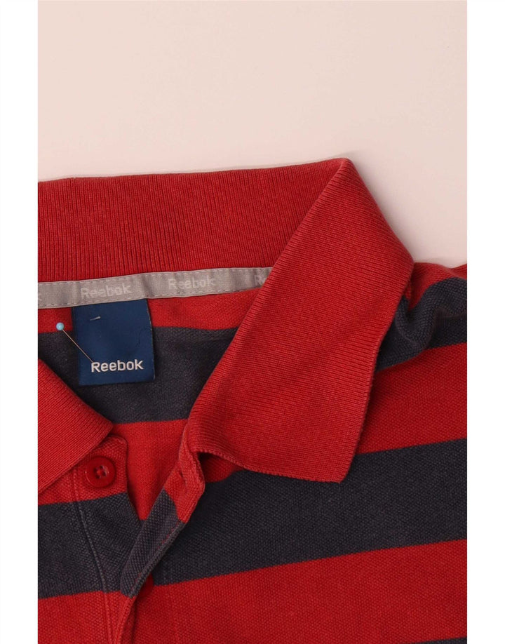 Tricou polo Reebok pentru bărbați, bumbac cu dungi roșii mari