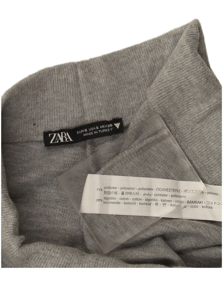 Pantaloni de trening Zara pentru femei UK 8 Mici, gri poliester cu pete