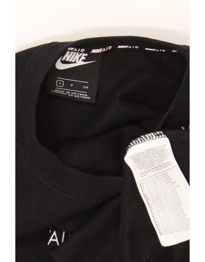Top cu grafic supradimensionat pentru femei Nike cu mânecă lungă, UK 10, bumbac negru mic