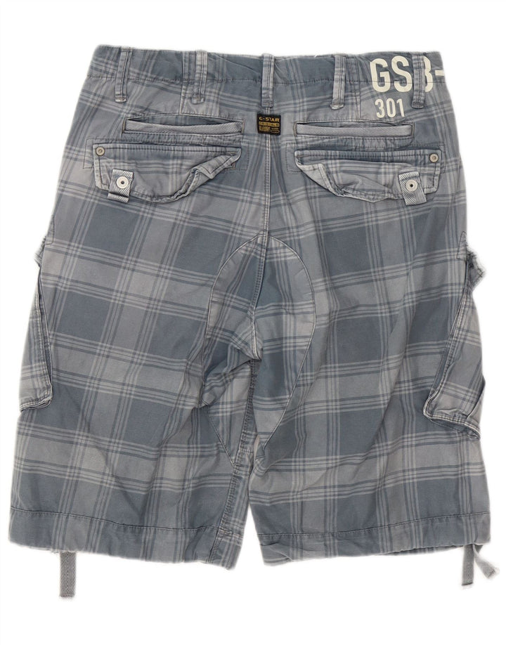 Pantaloni scurti cargo pentru bărbați G-Star W32, bumbac carouri, gri mediu
