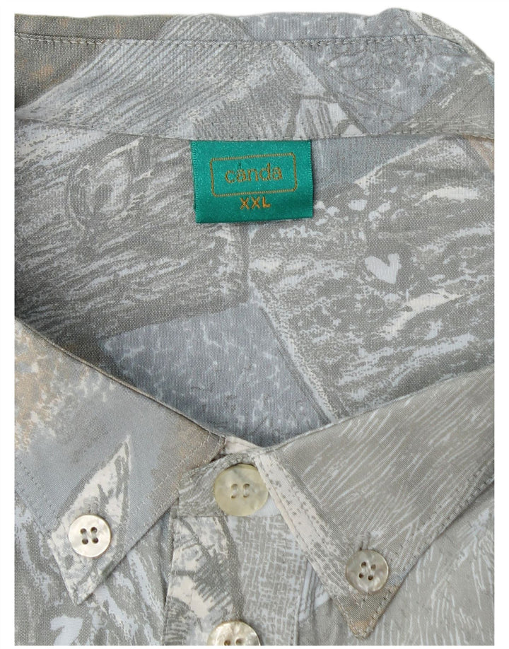 Cămașă pulover cu mânecă scurtă pentru bărbați, cu model abstract, 2XL, viscoză albastră