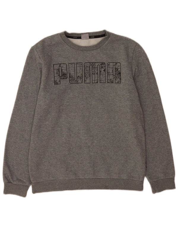 Puma Boys Graphic Sweatshirt Jumper 13-14 Years Grey Flecked Cotton