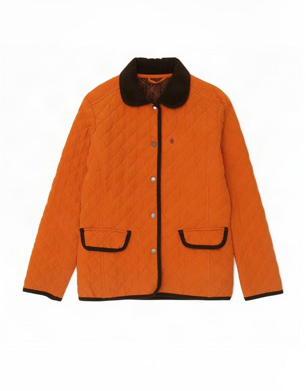 Conte of Florence Womens Quilted Jacket IT 44 Medium Orange Polyester