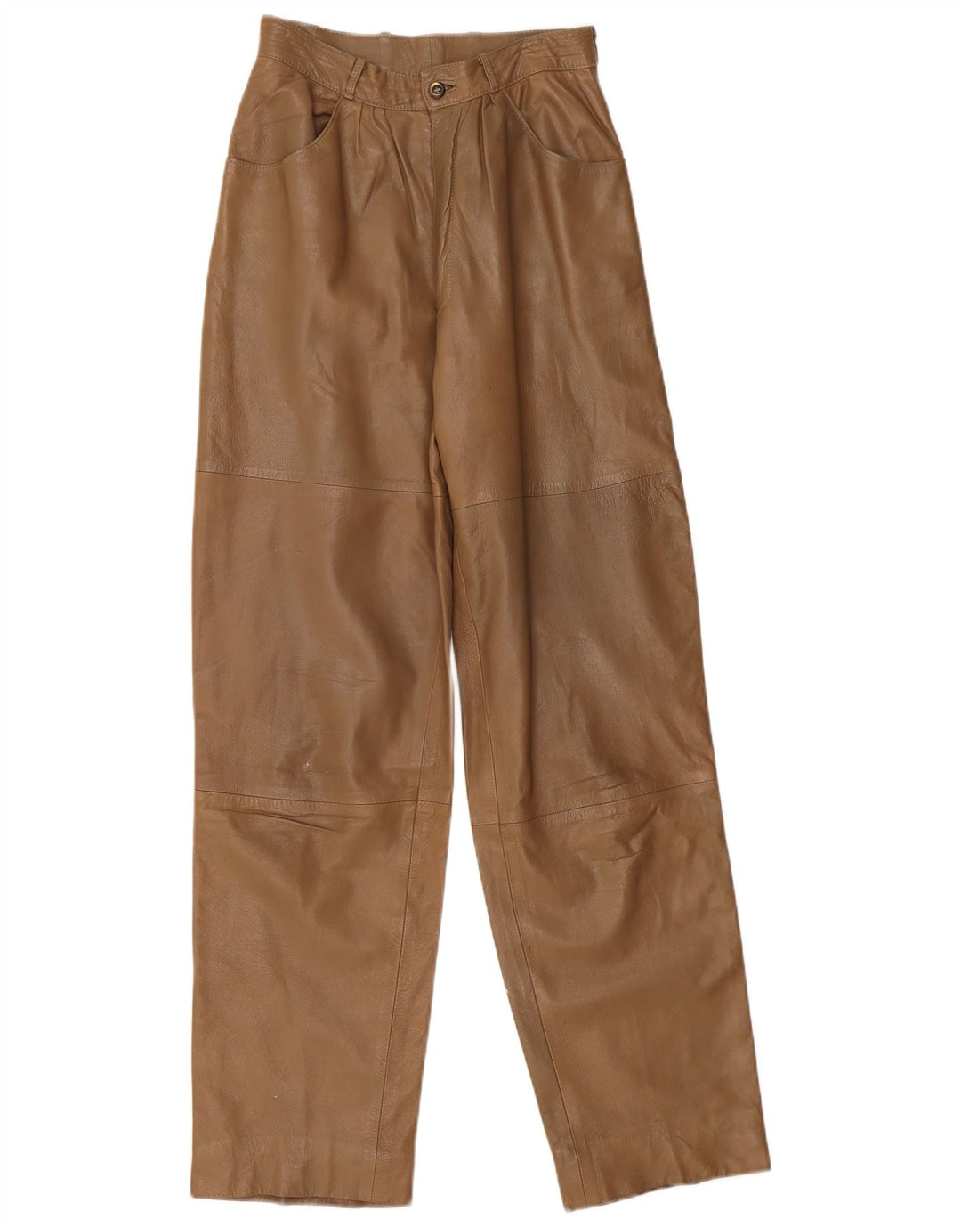 VINTAGE Pantaloni largi din piele pentru femei W26 L32 bej