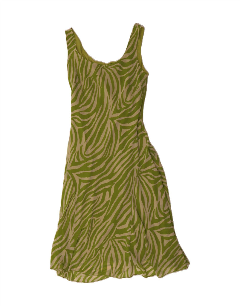PER UNA Womens Sleeveless A-Line Dress UK 12 Medium  Green Animal Print Vintage Per Una and Second-Hand Per Una from Messina Hembry 