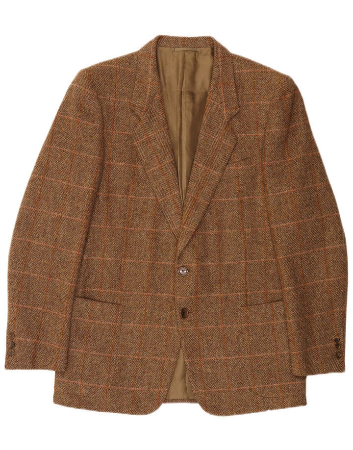 Jachetă vintage pentru bărbați, cu 2 nasturi, IT 50, lână mare cu carouri, maro