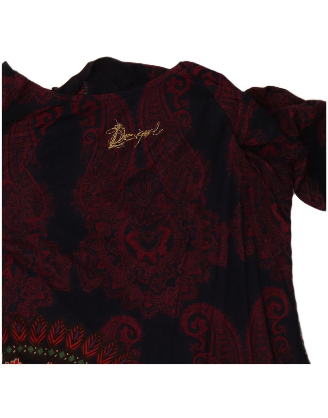 DESIGUAL Top grafic pentru femei cu mânecă lungă UK 12 Medium Bleumarin Paisley