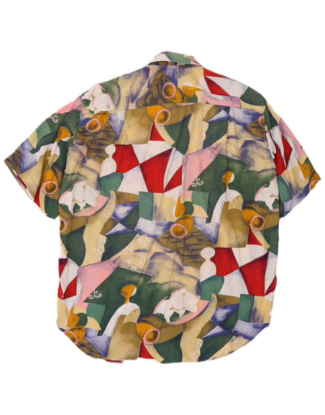 Cămașă Vintage pentru bărbați cu mânecă scurtă, medie, multicoloră, geometrică