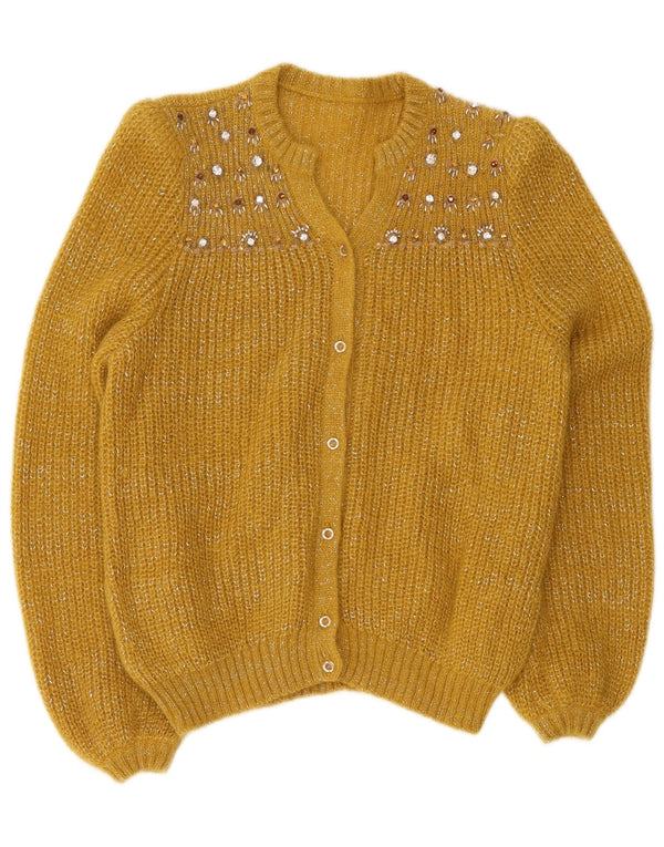 Pulover Cardigan Vintage pentru femei UK 12 Medium Yellow Flecked