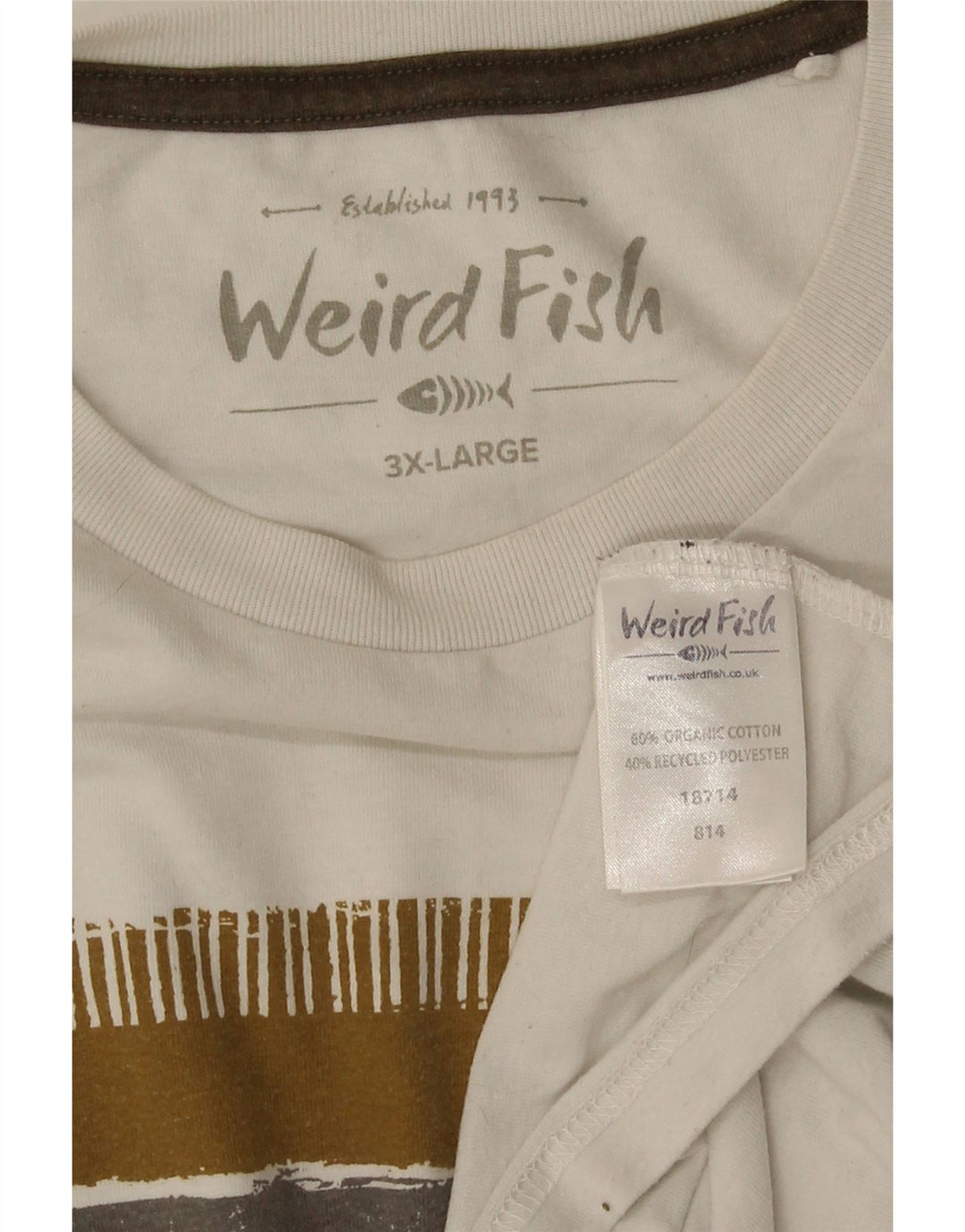 WEIRD FISH Tricou grafic pentru bărbați Top 3XL Bumbac alb