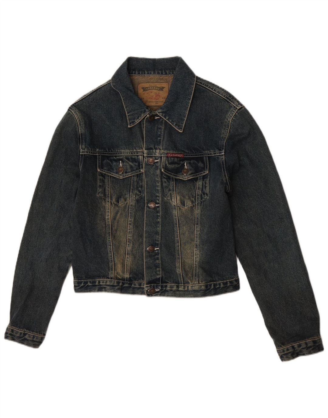 Jachetă de blugi vintage pentru femei UK 14 Medium Bluemarin Bumbac