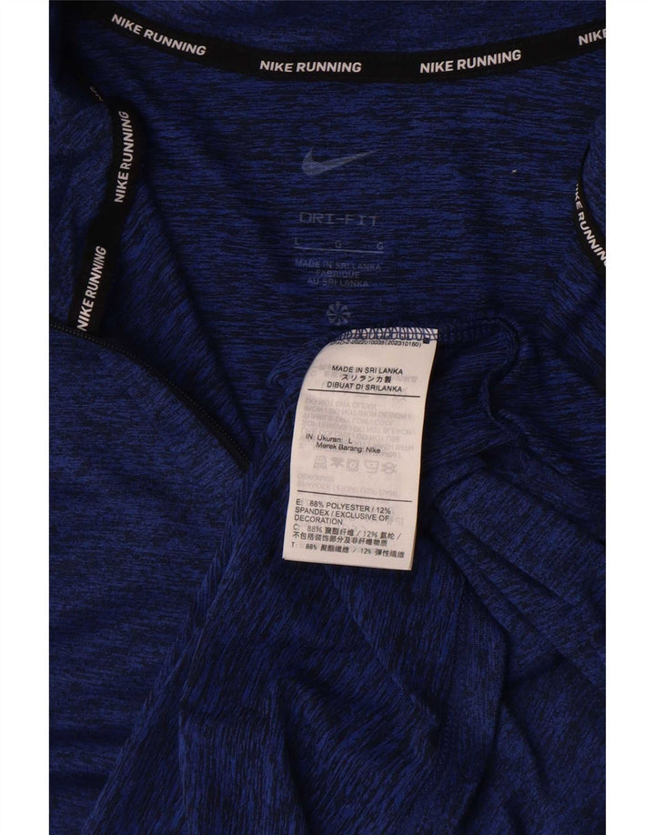 Top de trening pentru bărbați Dri Fit, cu fermoar și gât, cu pulover, mare, albastru