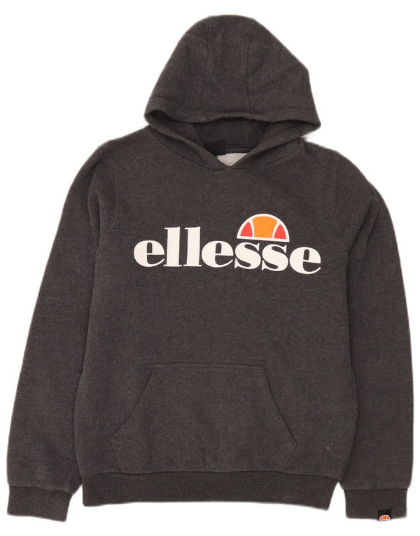 Pulover cu glugă cu grafic Ellesse pentru băieți 12-13 ani, bumbac gri