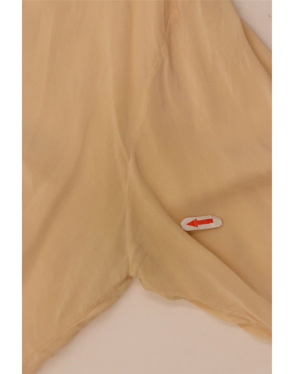 Bluză de cămașă vintage pentru femei UK 18 XL Bej Mătase