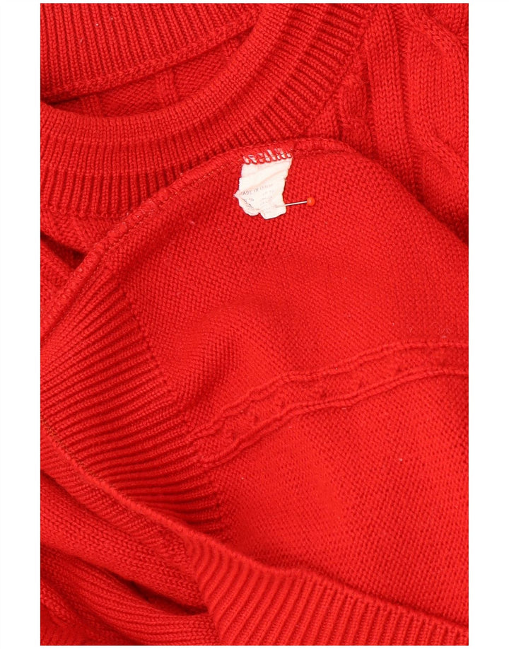 Pulover vintage pentru bărbați cu gât roșu, XL, lână