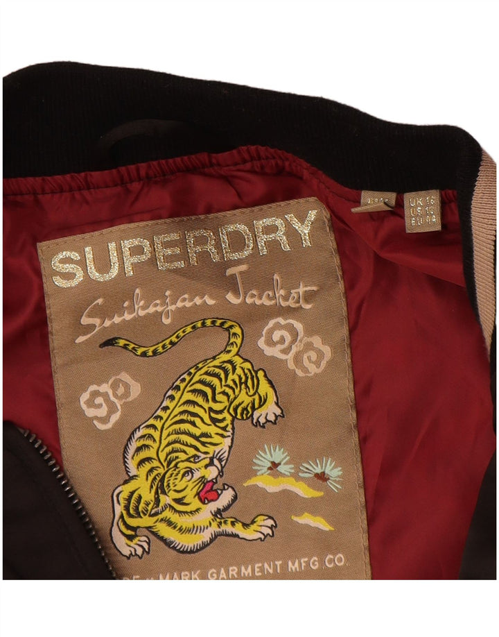 Jachetă de top pentru trening grafic Superdry pentru femei UK 16, mare, maro, bloc de culoare