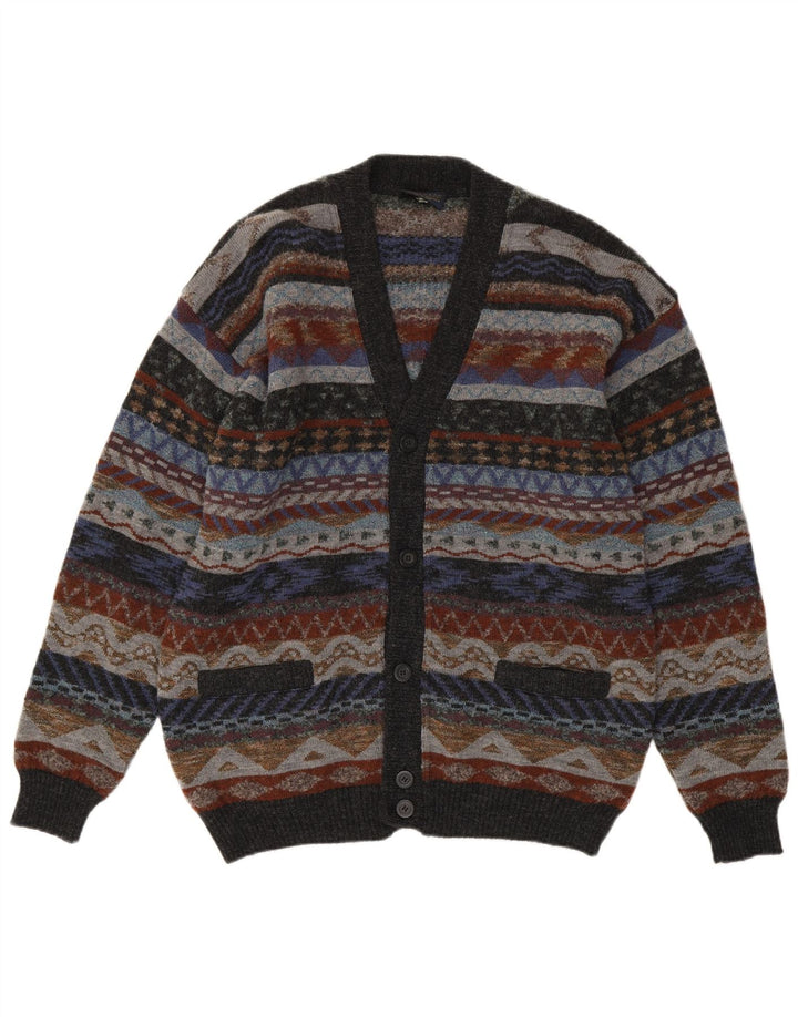 COMPASS CARD Pulover cardigan pentru bărbați IT 52 Lână geometrică mare gri