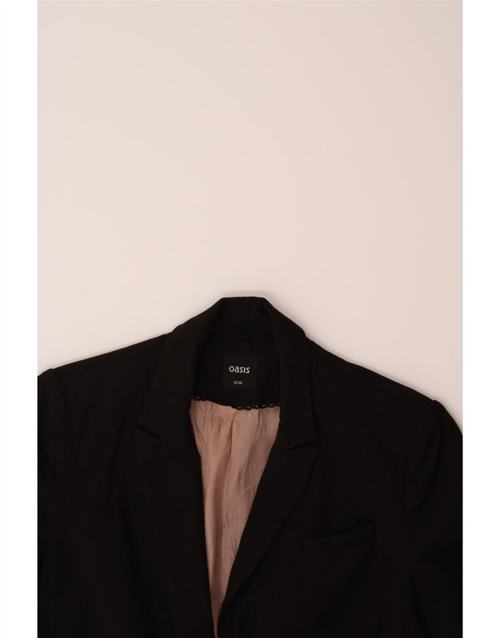 OASIS Womens 1 Button Blazer Jacket UK 12 Medium Black Polyester Vintage Oasis and Second-Hand Oasis from Messina Hembry 