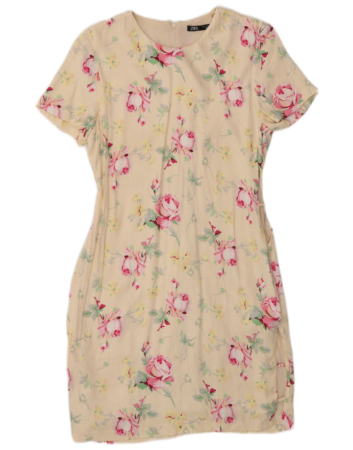Rochie teacă pentru femei Zara UK 10 Mic din poliester floral alb
