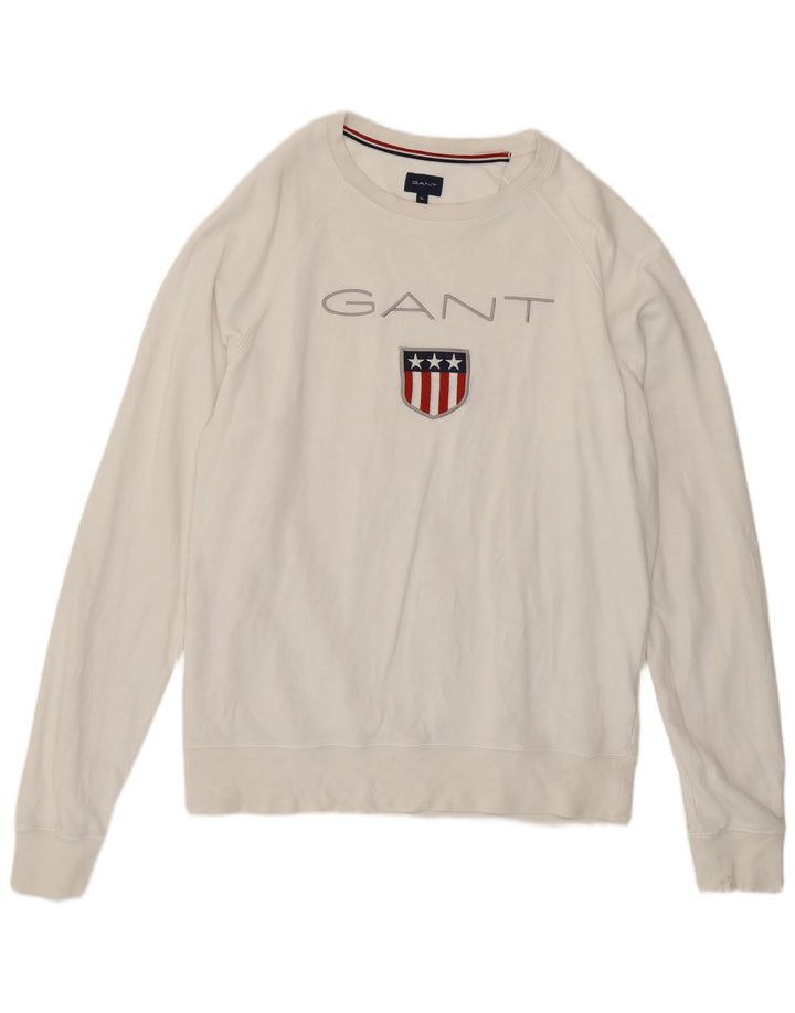 Hanorac grafic pentru bărbați Gant Jumper XL Bumbac alb