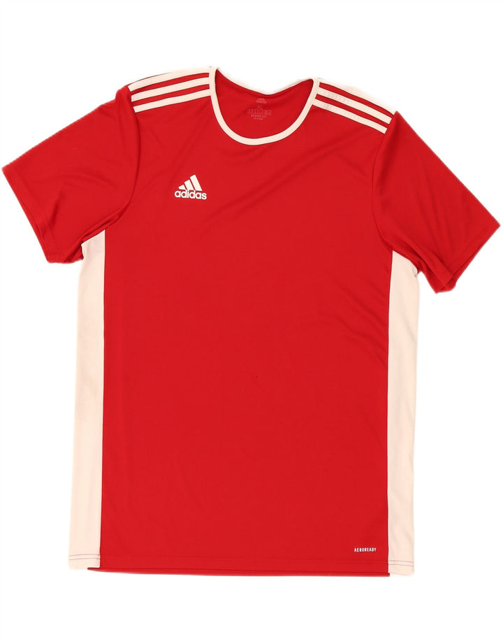 ADIDAS Mens T-Shirt Top XL Red Colourblock Polyester Vintage Adidas and Second-Hand Adidas from Messina Hembry 