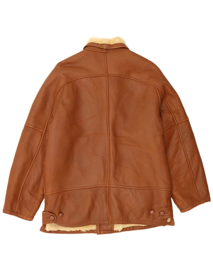 Jachetă vintage din shearling pentru femei IT 50 mare, maro, din shearling