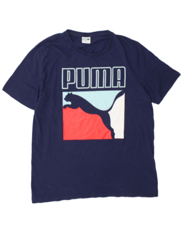 Tricou grafic Puma pentru bărbați Top mare din bumbac bleumarin