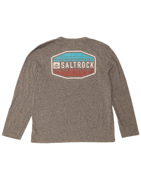 Saltrock Mens Graphic T-Shirt Long Sleeve Medium Grey Flecked Cotton
