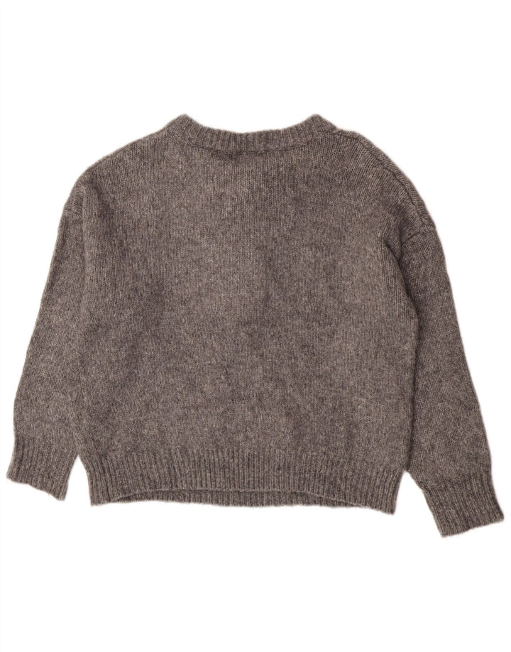 Pulover supradimensionat pentru femei Zara, cu gât crew, UK 14, gri mediu