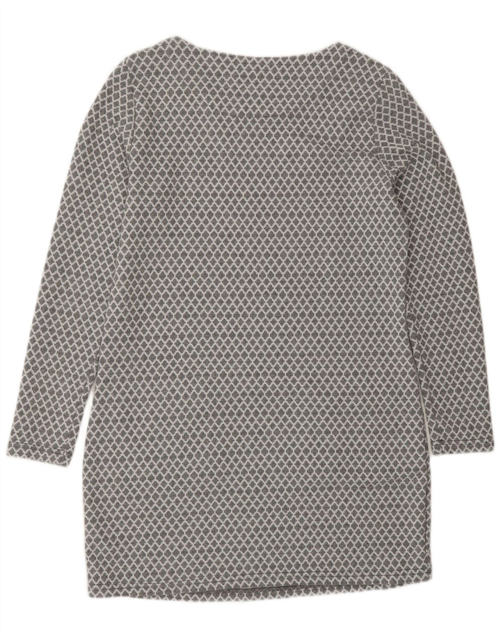 Rochie de bază cu mânecă lungă pentru femei Joules UK 10 Bumbac geometric geometric, gri mic