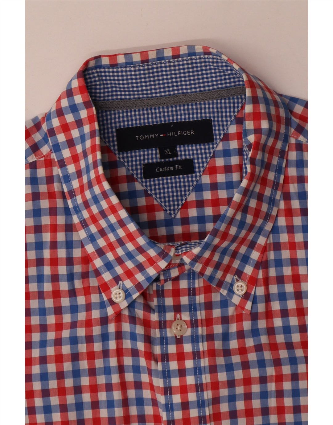 Cămașă personalizată cu mânecă scurtă Tommy Hilfiger pentru bărbați, XL, roșu, vichy