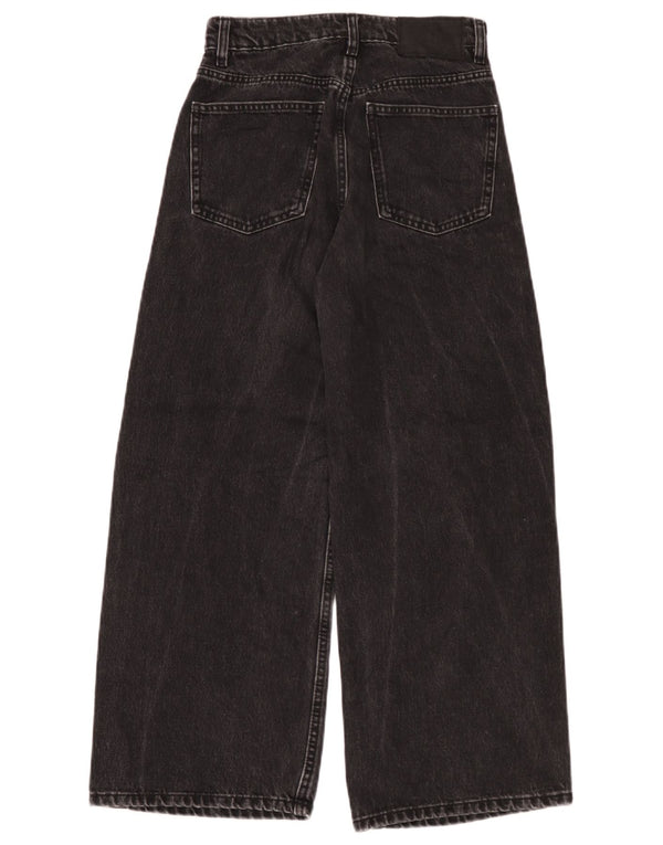 Blugi Zara femei cu talie înaltă cu picioare largi EU 36 XS W26 L26 bumbac negru