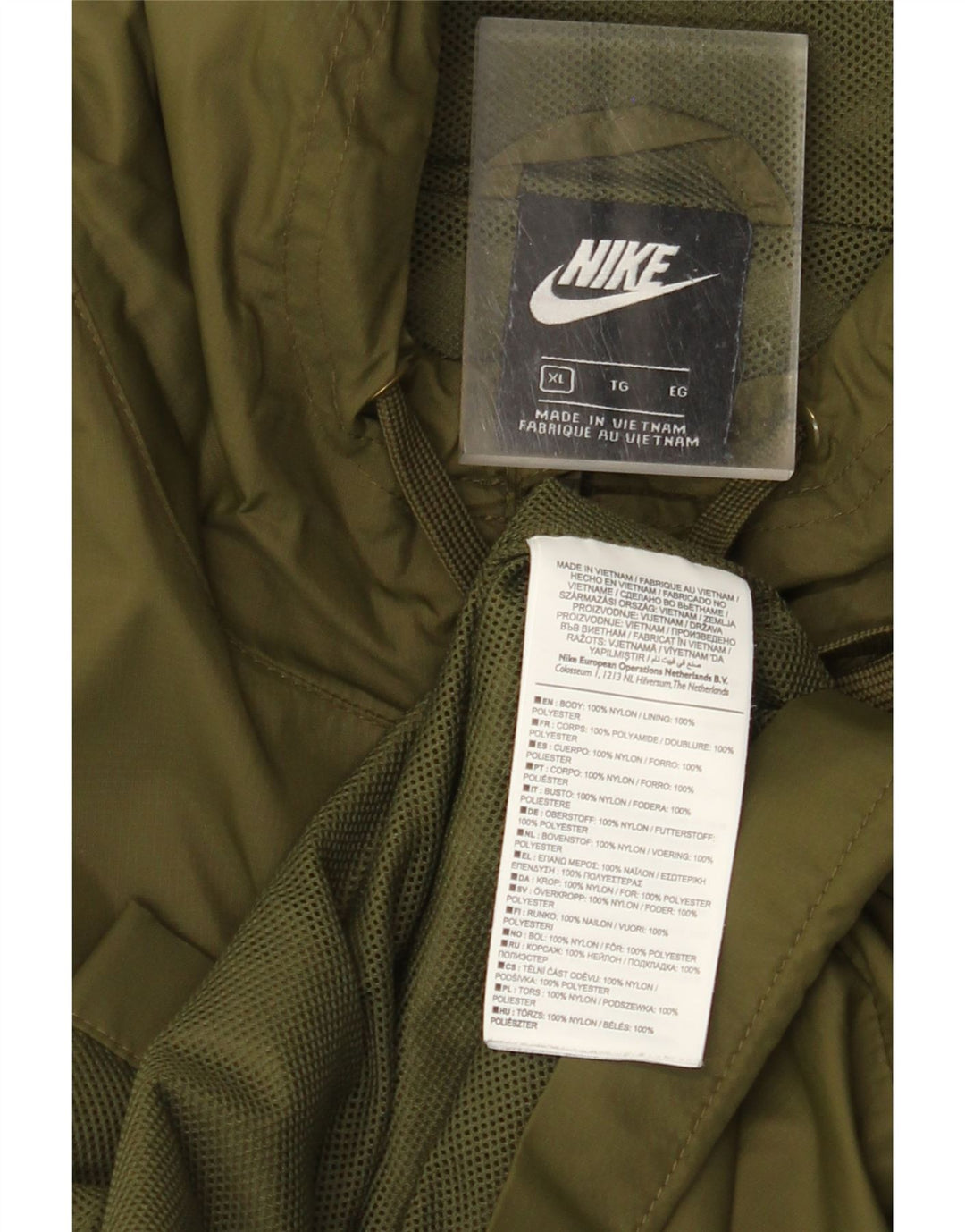 Jachetă de ploaie cu glugă NIKE pentru bărbați UK 42 XL Kaki Nylon