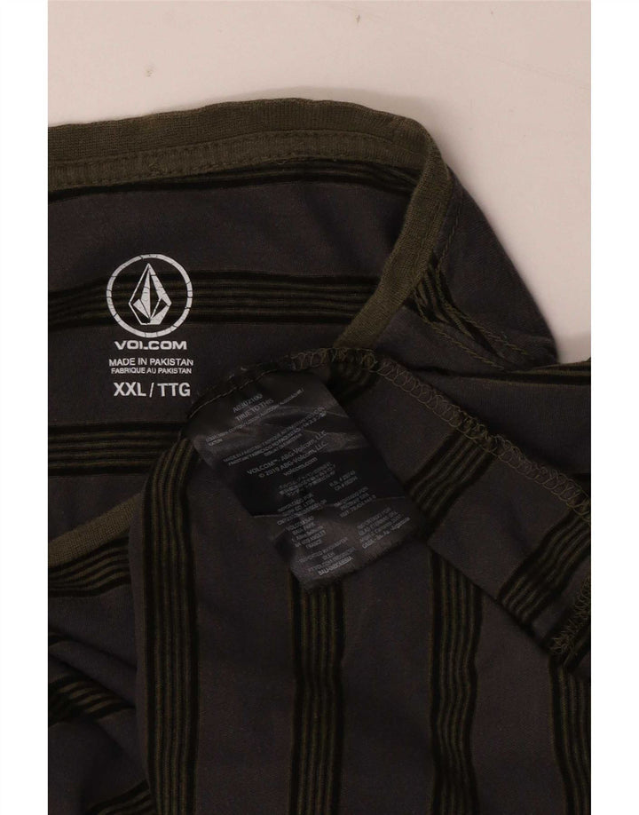 Top pentru bărbați Volcom cu mânecă lungă 2XL, bumbac cu dungi gri
