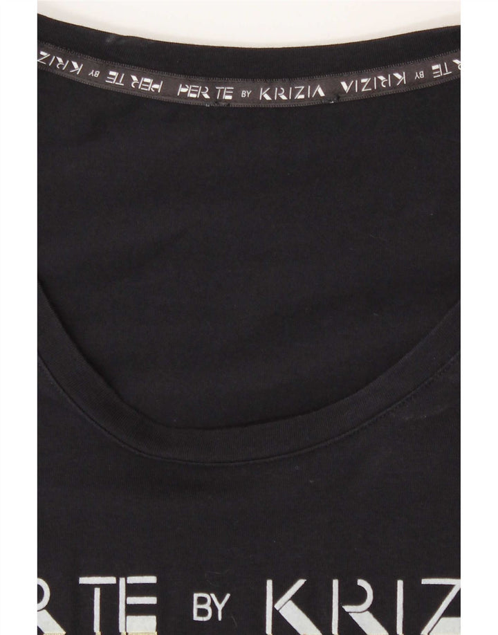 Perte by Krizia Tricou cu grafic obișnuit pentru femei Top UK 12 Medium Bleumarin