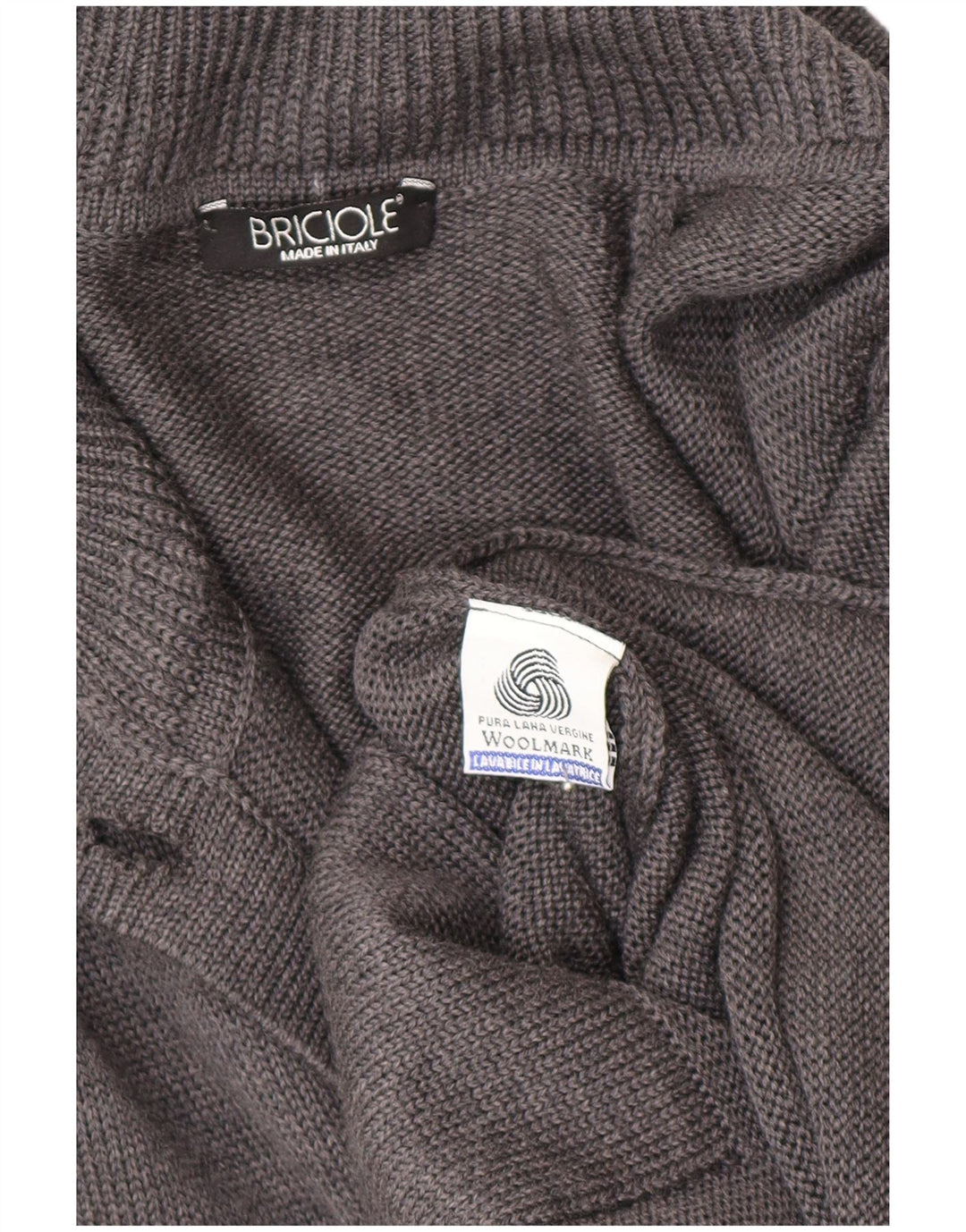 Pulover cardigan cu paragate pentru femei UK 14 Lână virgină gri mediu