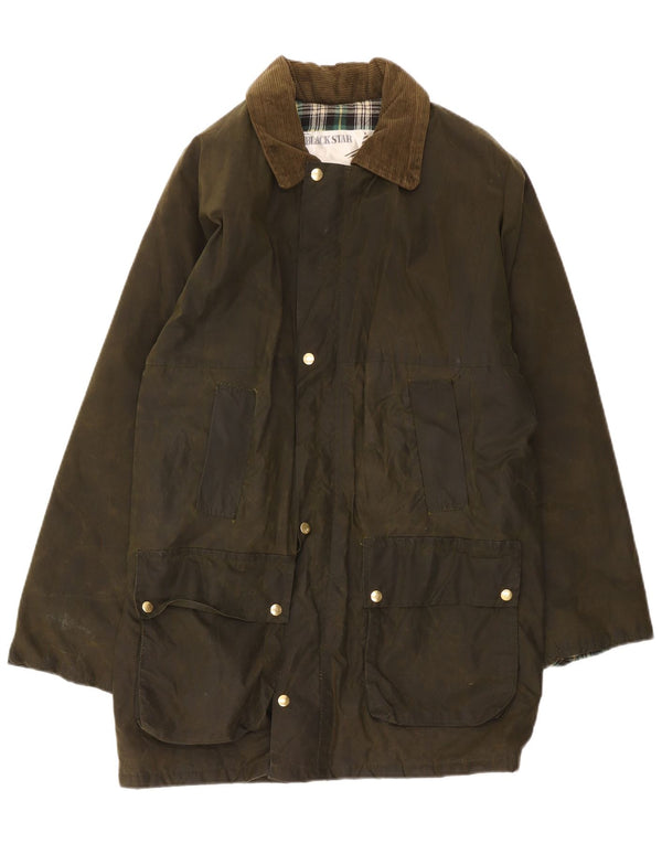 Palton vintage pentru bărbați din bumbac cerat UK 38 Medium Khaki