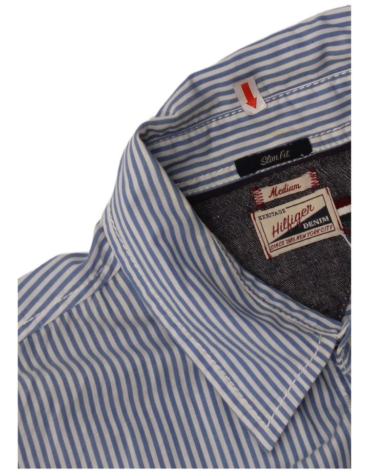 Cămașă TOMMY HILFIGER pentru bărbați, bumbac cu dungi albastre medii