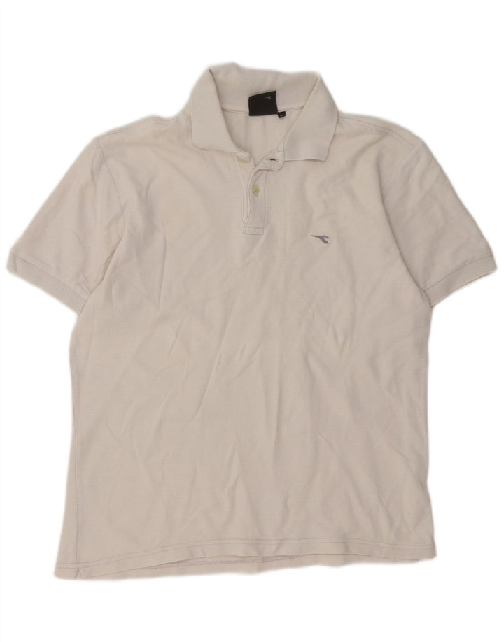 Tricou polo pentru bărbați Diadora, bumbac alb mediu