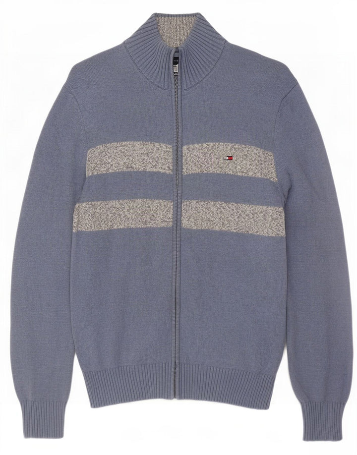 Pulover cardigan pentru bărbați Tommy Hilfiger, bumbac color bloc albastru mediu