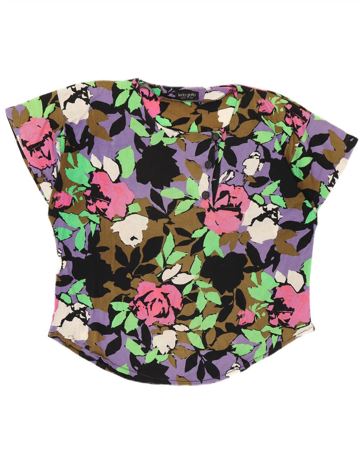 Bluză vintage pentru femei UK 16 mare, multicoloră, florală
