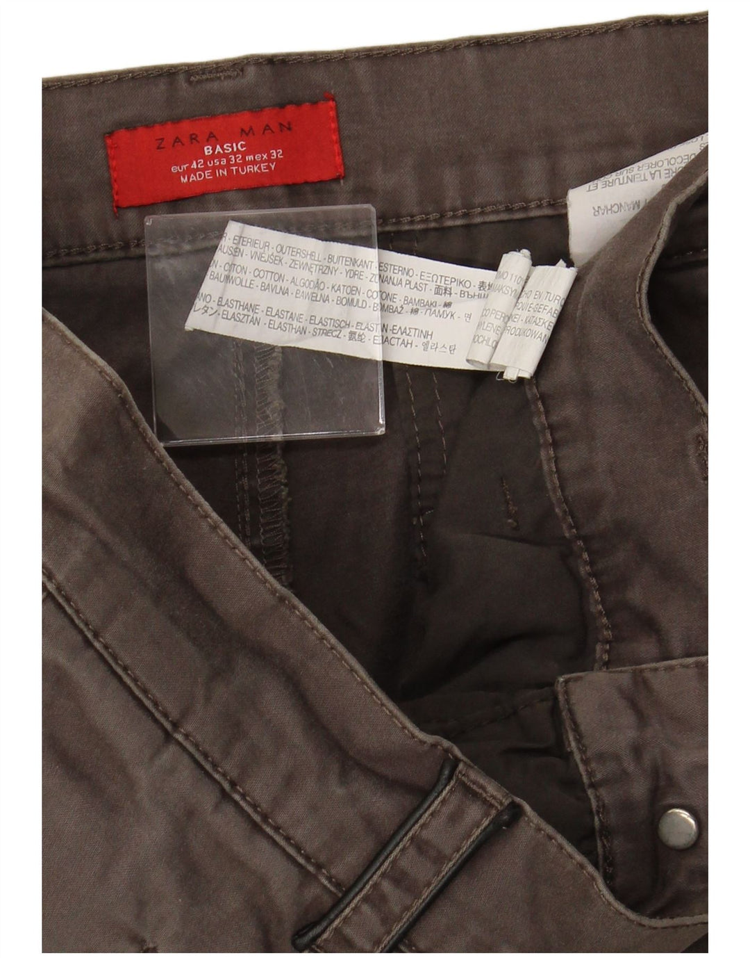 Pantaloni chino slim pentru bărbați ZARA EU 42 Large W32 L33 Maro Bumbac