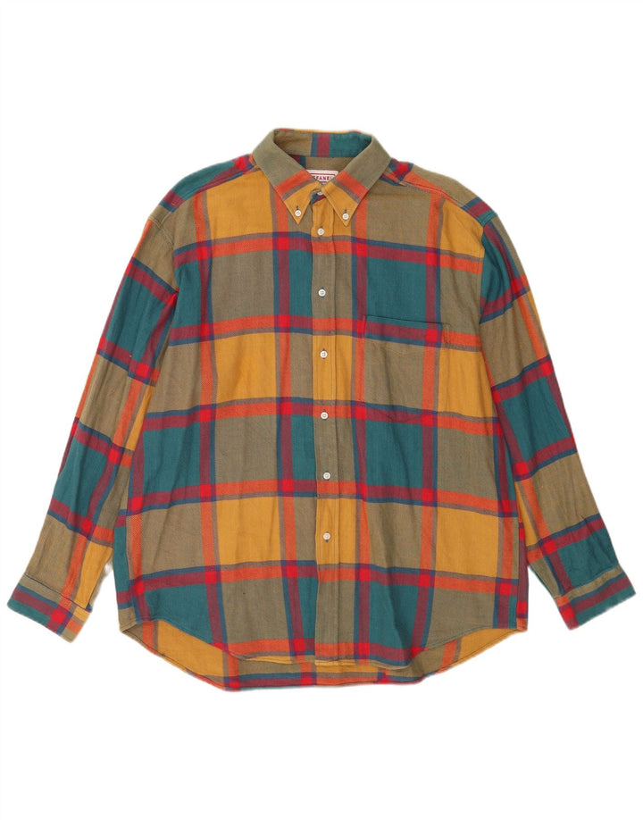 Cămașă de flanel pentru bărbați STEFANEL XL, bumbac cu carouri multicolore